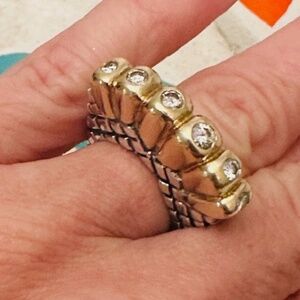 Dian Malouf DLM Diamond Gold & Sterling Statement Ring